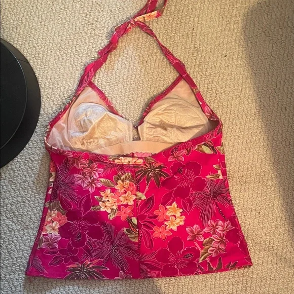 Pink Floral Halter Tankini Top - Picture 3 of 7